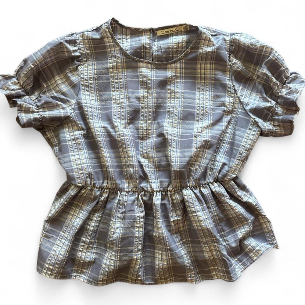 Liberty Love Gray Plaid Top